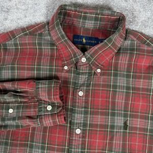 Ralph Lauren Shirt Men's XL Red Plaid Long Sleeve Button Up Classic Preppy